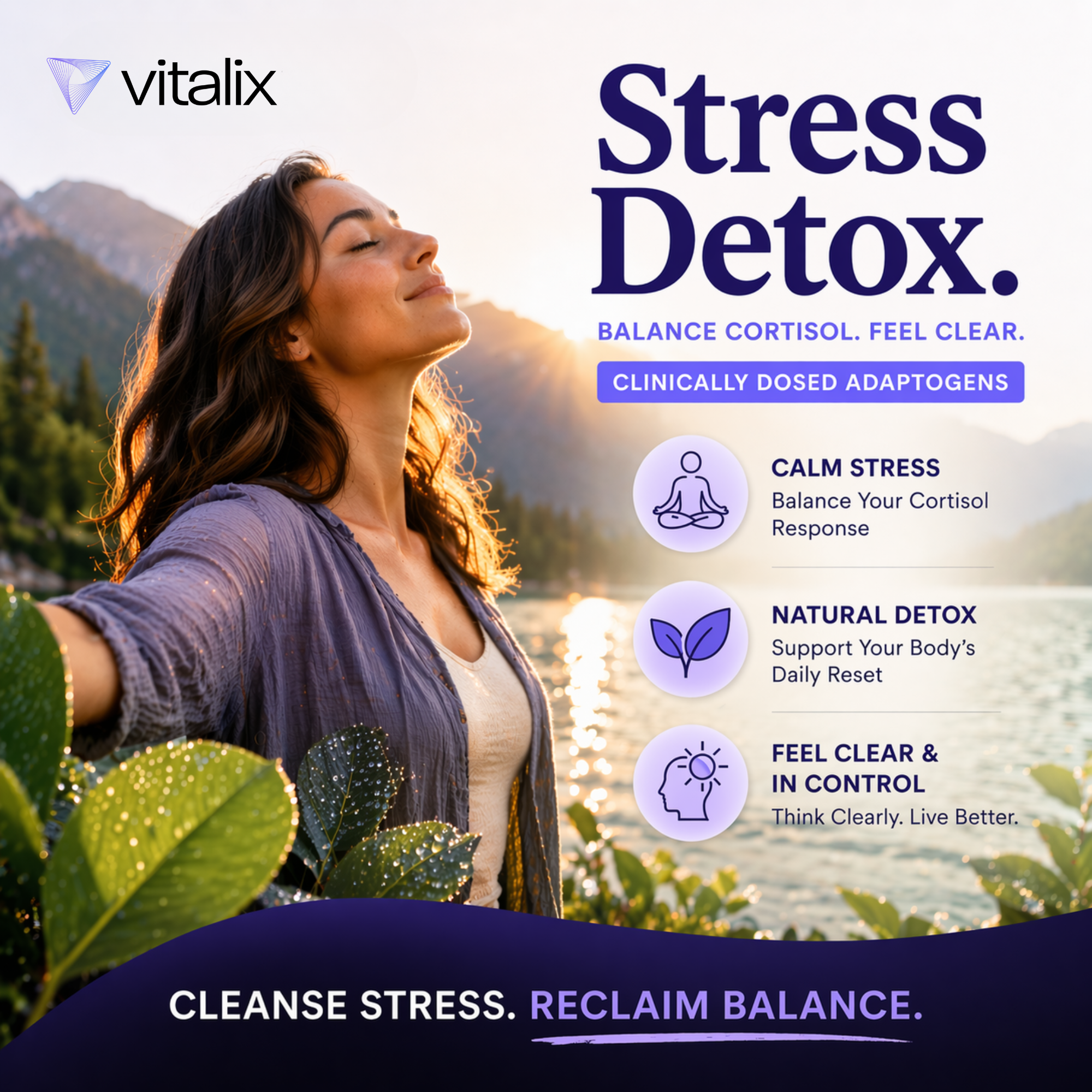 Vitalix Cortisol Cocktail – Clinically Dosed Adaptogen Drink Mix for Calm, Focus & Balance