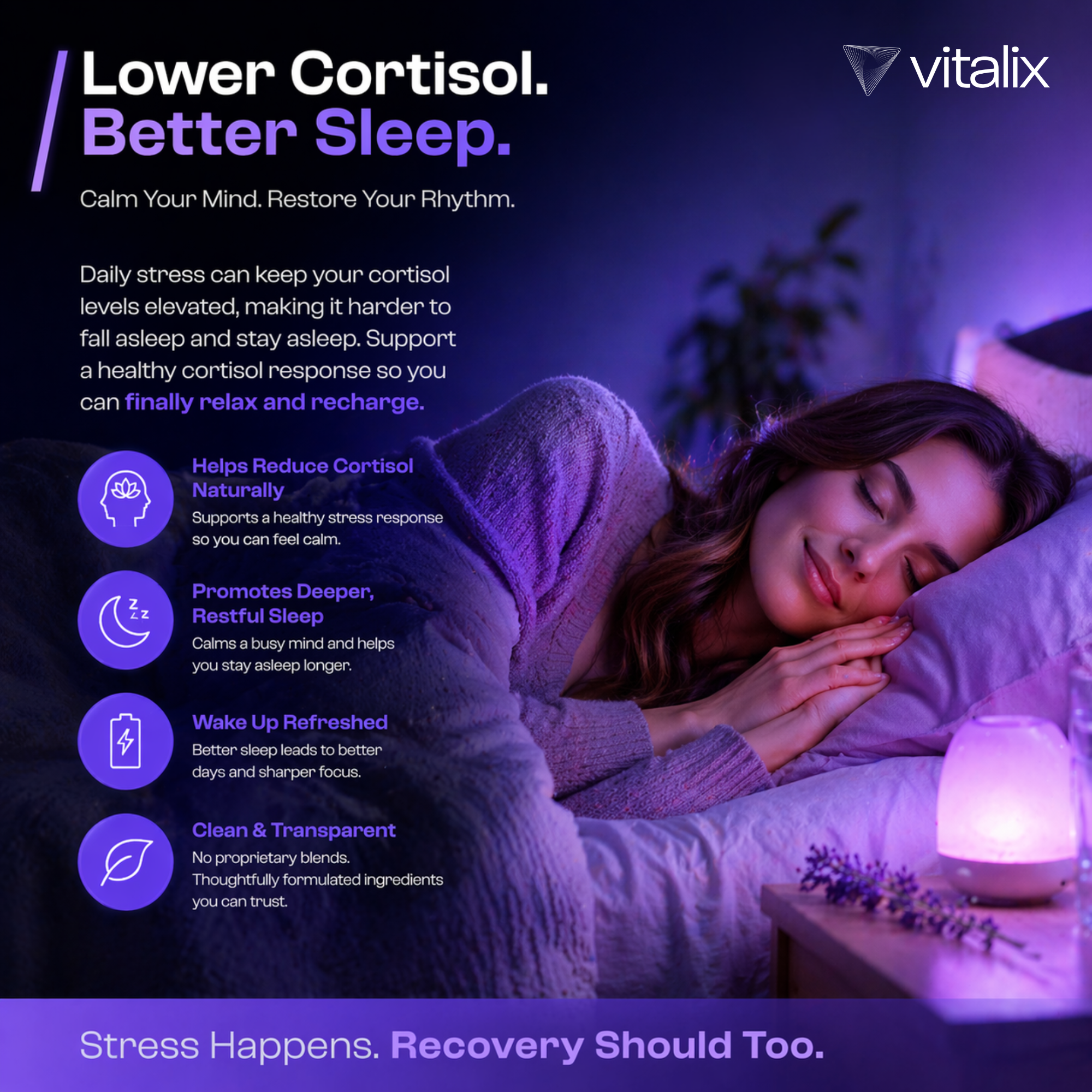 Vitalix Cortisol Cocktail – Clinically Dosed Adaptogen Drink Mix for Calm, Focus & Balance