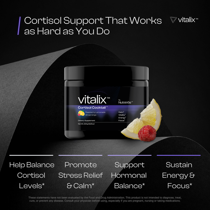 Vitalix cortisol supplement for women with adaptogens, vitamins, and minerals for stress support