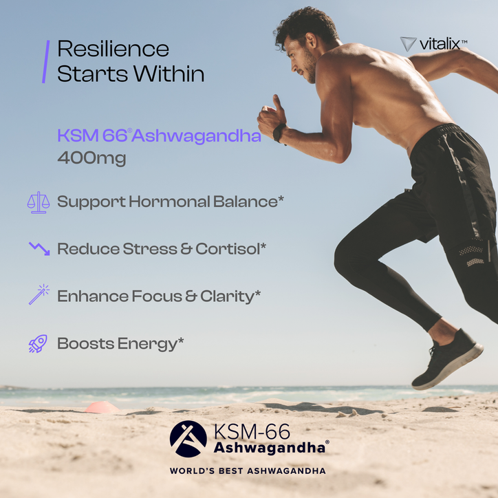Ashwagandha KSM-66 400mg in cortisol detox for women to support stress, strength, and hormone balance 