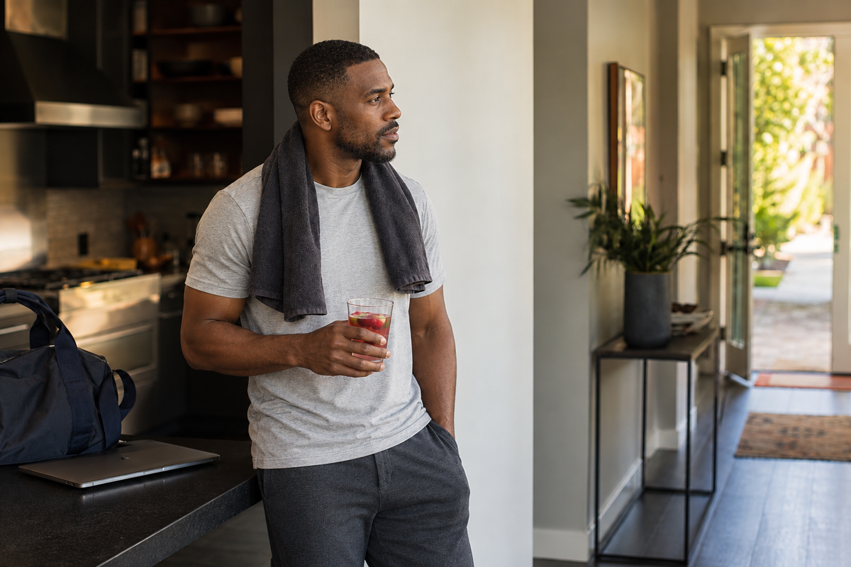 Man holding Chyll beside a prepared drink