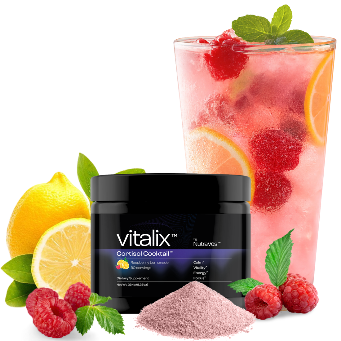 Vitalix Cortisol Cocktail – Clinically Dosed Adaptogen Drink Mix for Calm, Focus &amp; Balance